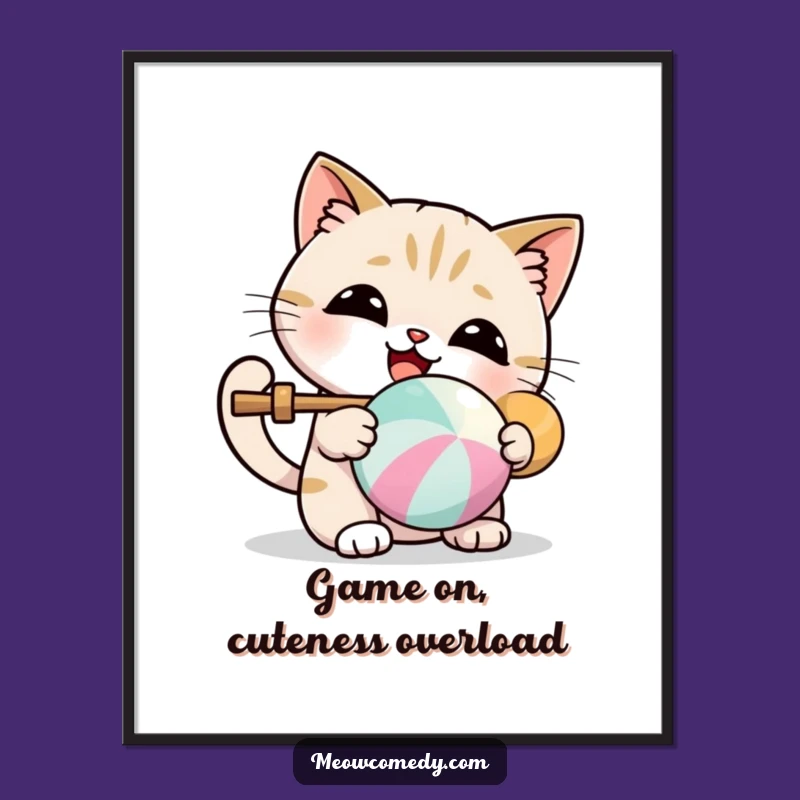 Funny Free Printable Wall Art: Kawaii Cat Playtime! Adorable Downloadable Art for Fans!