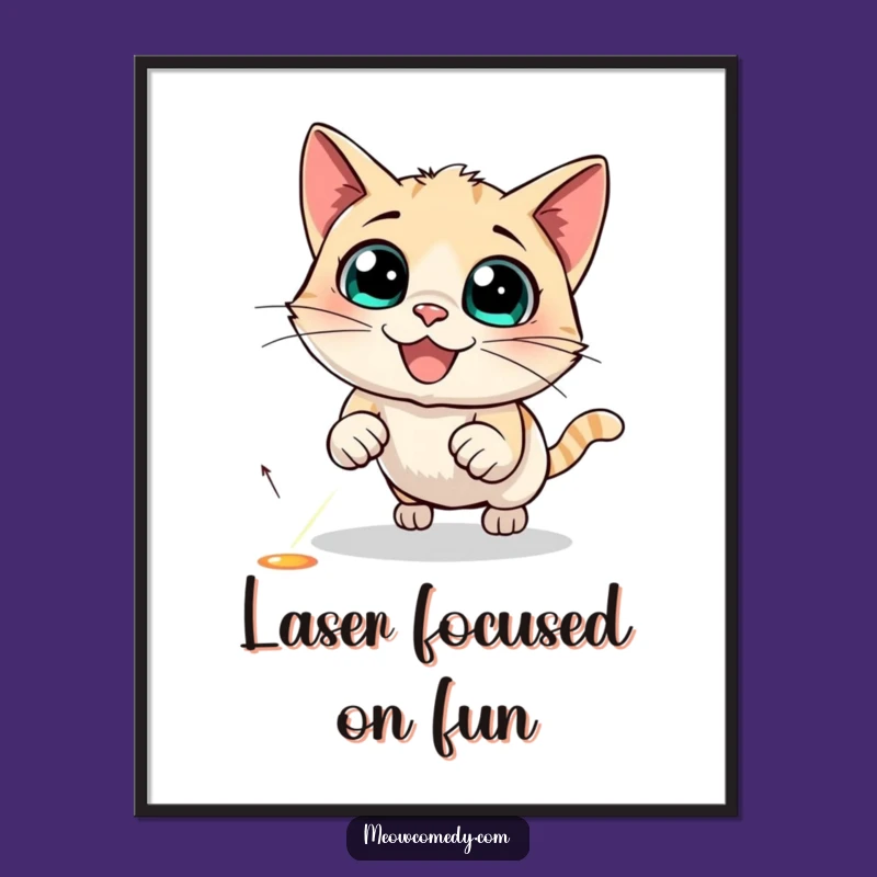 Free Printable Wall Art: Funny Cat Laser Chase - Hilarious Downloadable Art!