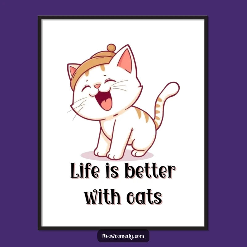 Free Printable Cat Wall Art: Silly Cat's Tail Trip Decor