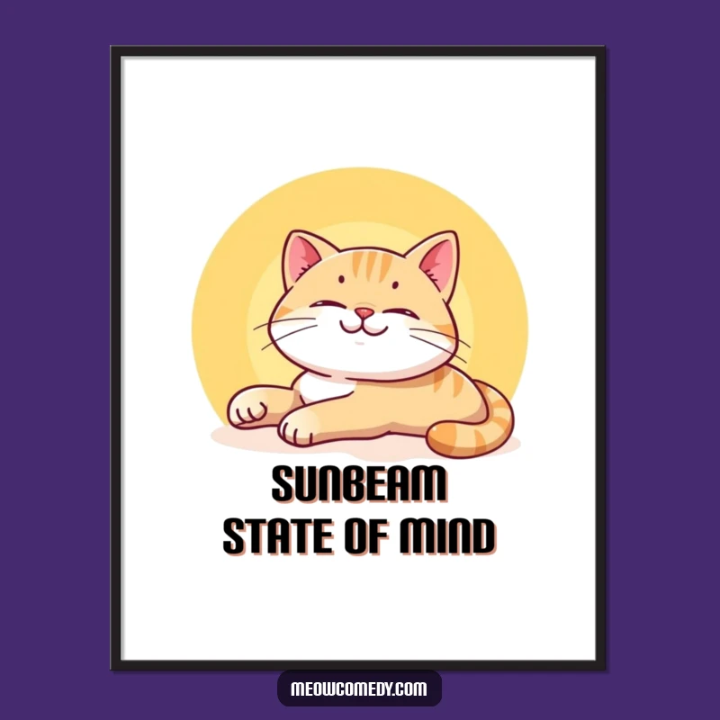 Funny Free Printable Wall Art: Cat Sunbeam Art, Lazy Kitty Downloadable Art