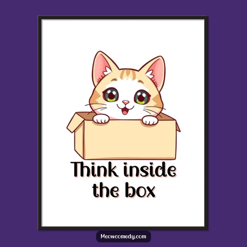 Free Printable Wall Art: Excited Cat in Box for a Quirky Home Accent