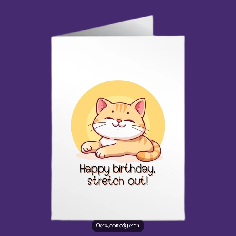 Free Printable Birthday Card: Smiling Cat Sunbeam, Lazy Cat Greeting Card Gift