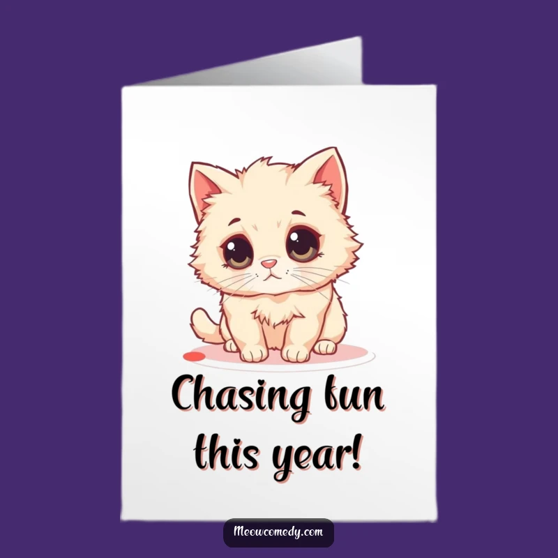 Free Printable Cat Birthday Card: Funny Laser Cat, Big Eyes, Instant Fun