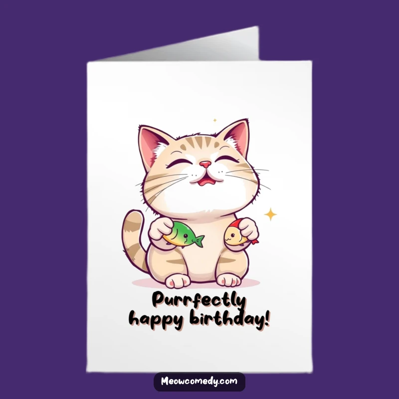 Funny Free Printable Birthday Card: Juggling Cat, Happy Vibes, Perfect Downloadable Gift