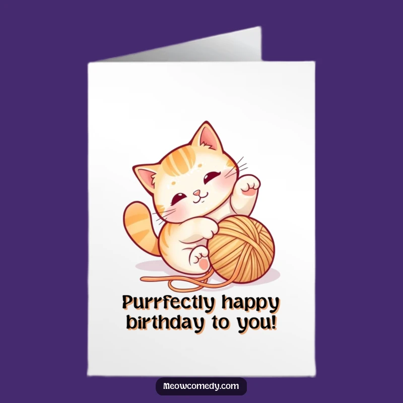 Free Printable Cat Yarn Birthday Card: Fun Downloadable Gift for Feline Fans