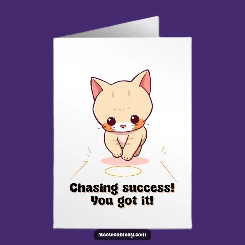 Free Printable Congrats Card: Funny Kawaii Cat Laser Chase - Exciting Downloadable Gift