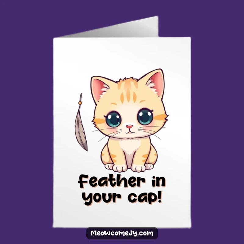 Free Printable Congrats Card: Funny Cat's Playful Win - Downloadable Gift