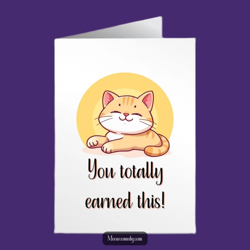 Free Printable Congrats Card: Happy Cat Sunbeam, Lazy Cat Celebration Card