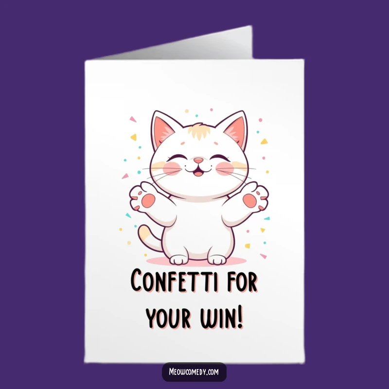 Free Printable Congrats Card: Kawaii Cat Confetti - Celebrate Downloadable Fun