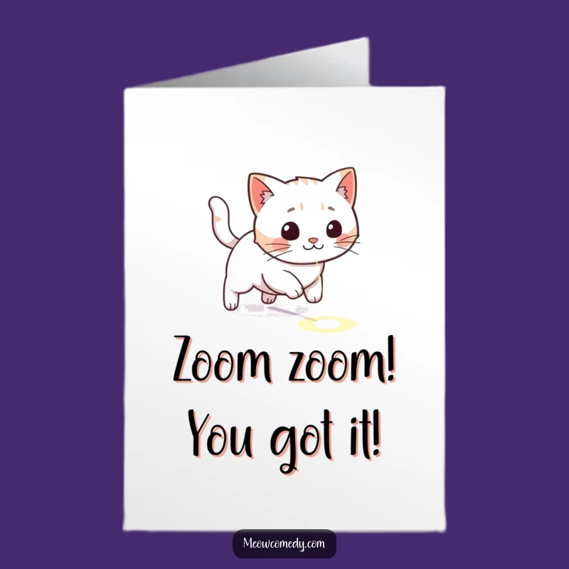 Free Printable Congrats Card: Kawaii Cat Laser Focus - Funny Downloadable Gift