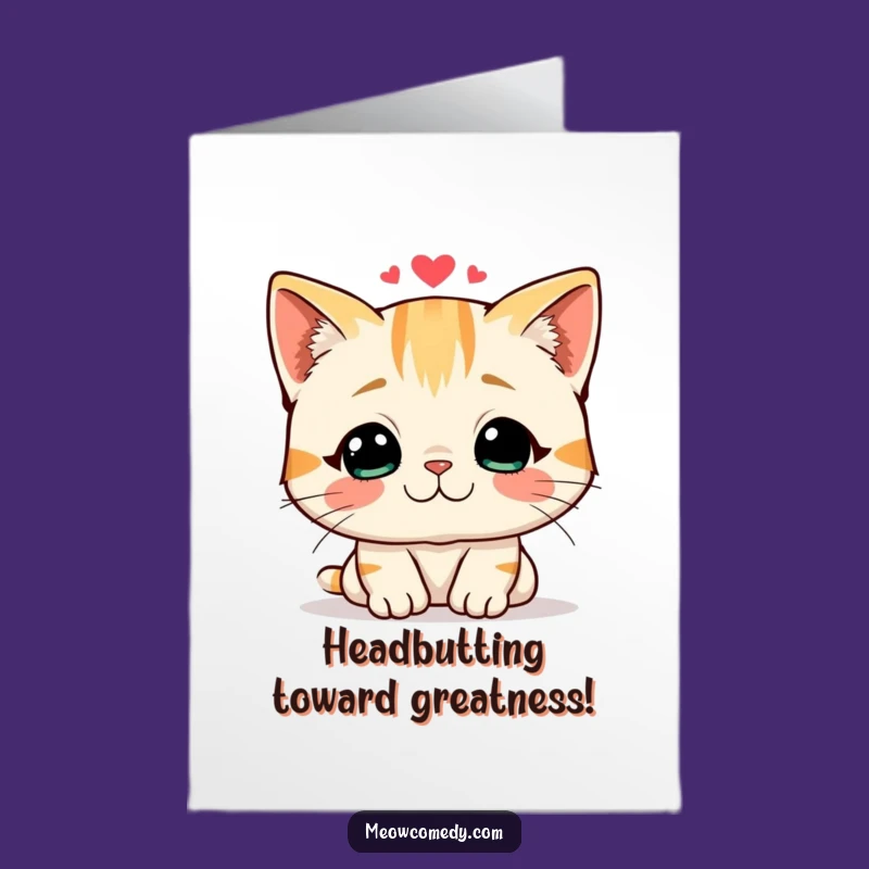 Free Printable Congrats Card: Cat Headbutt Hug! Warm Downloadable Gift for Success!