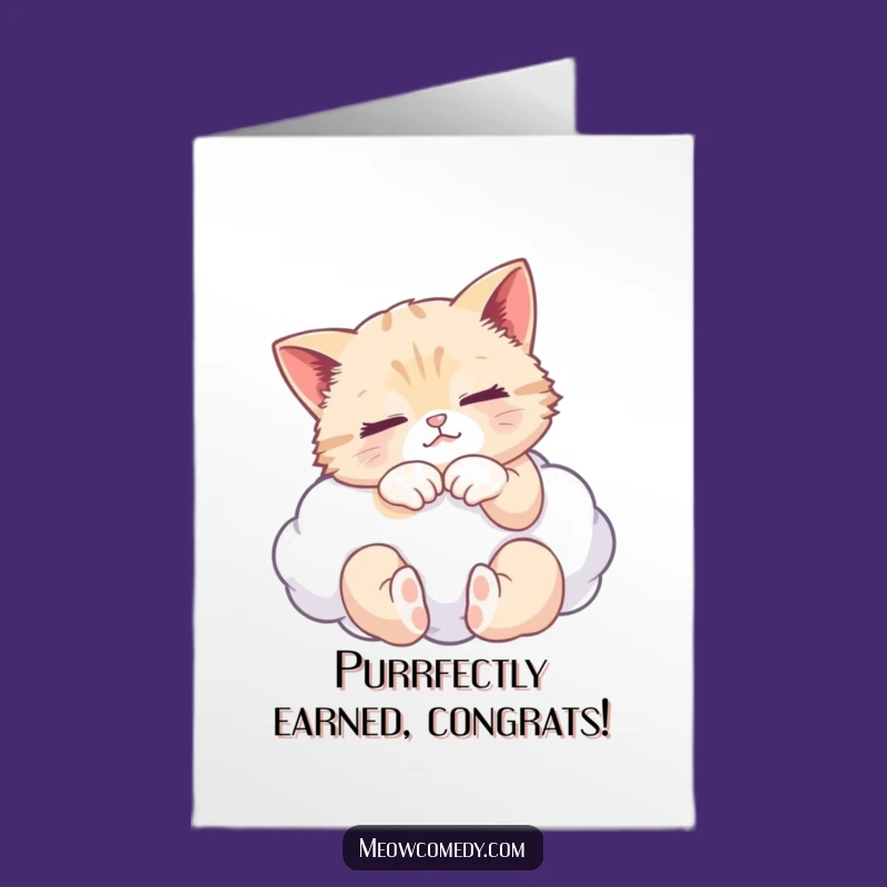 Free Printable Congrats Card: Funny Cat Cloud Kneading, Perfect Downloadable Gift