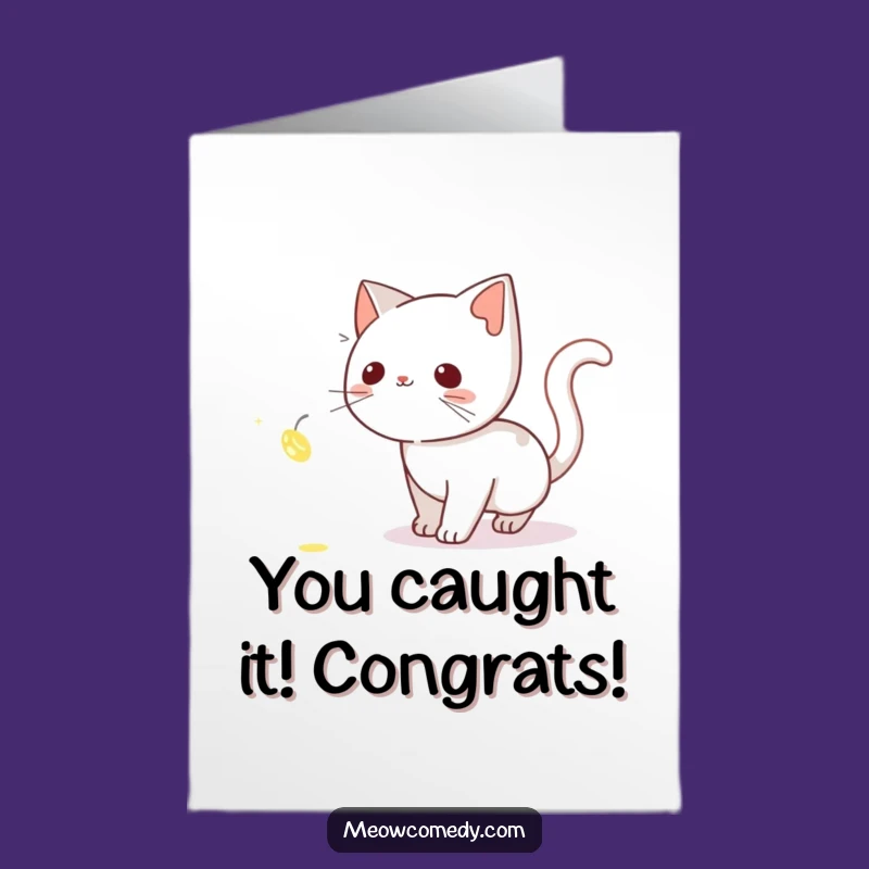 Free Printable Congrats Card: Curious Cat's Firefly Hunt for Bright Achievements