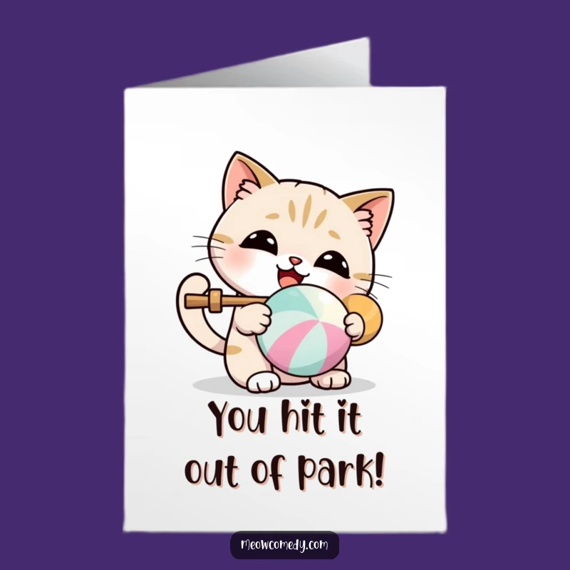 Free Printable Congrats Card: Kawaii Cat Celebration! Fun Downloadable Gift for Success!