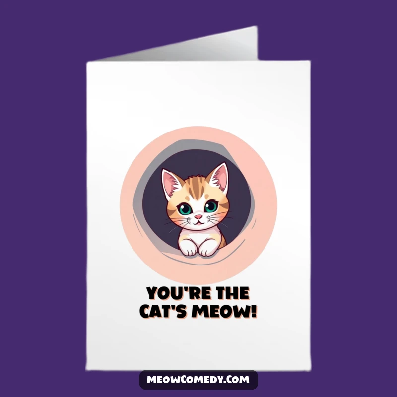 Free Printable Cat Congratulations Card: Funny Peek-a-Boo Cat, Colorful Hole Joy