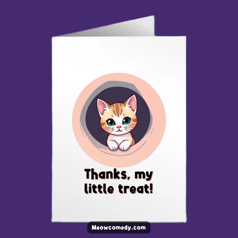 Free Printable Cat Thank You Card: Funny Peek-a-Boo Cat, Colorful Hole Thanks