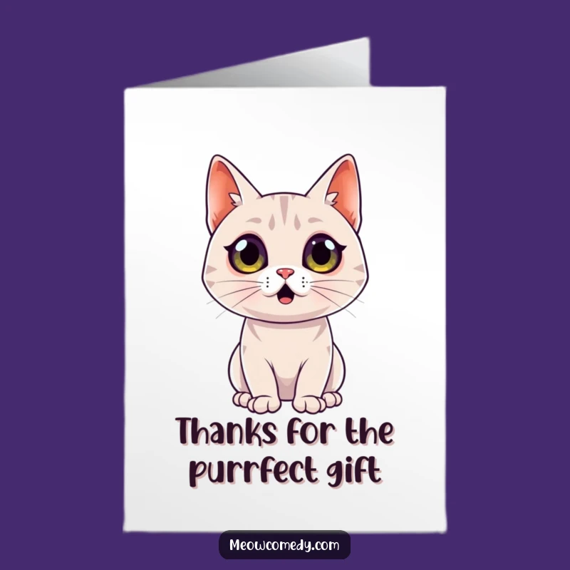 Free Printable Surprised Cat Thank You Card: Wide Eyes, Hilarious Downloadable Gift