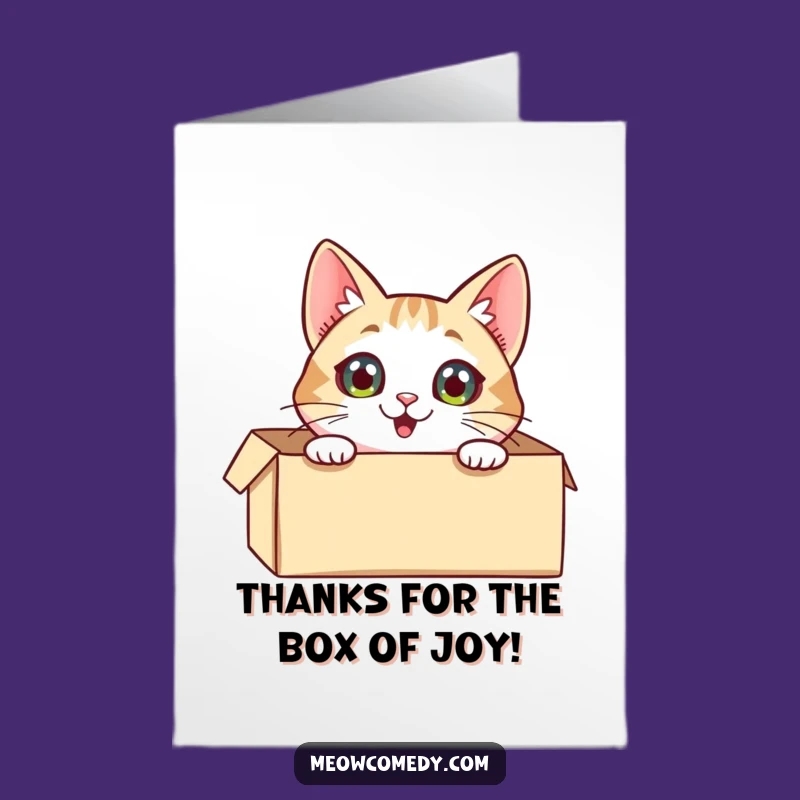 Free Printable Thank You Card: Excited Cat in Box for a Surprising Thanks