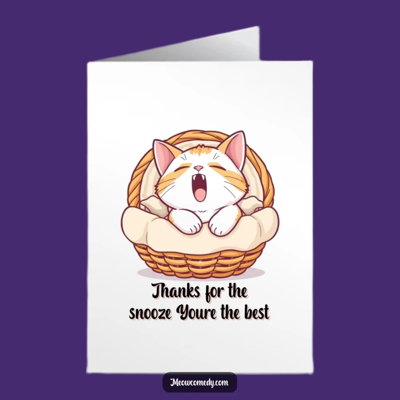 Free Printable Thank You Card: Sleepy Cat Yawn - Funny Downloadable Gift