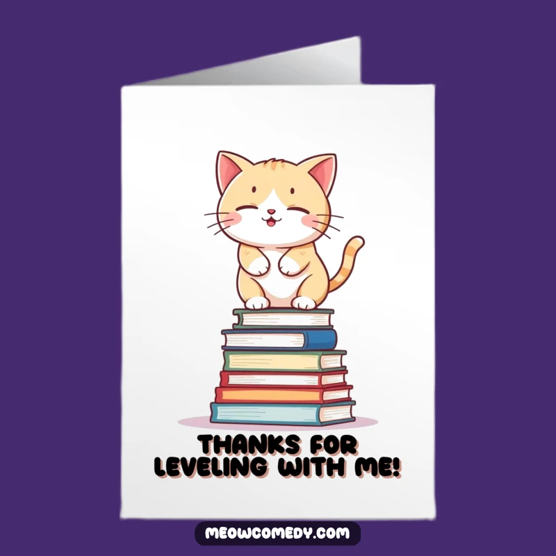 Free Printable Thanks Card: Kawaii Cat Book Support - Funny Downloadable Gift