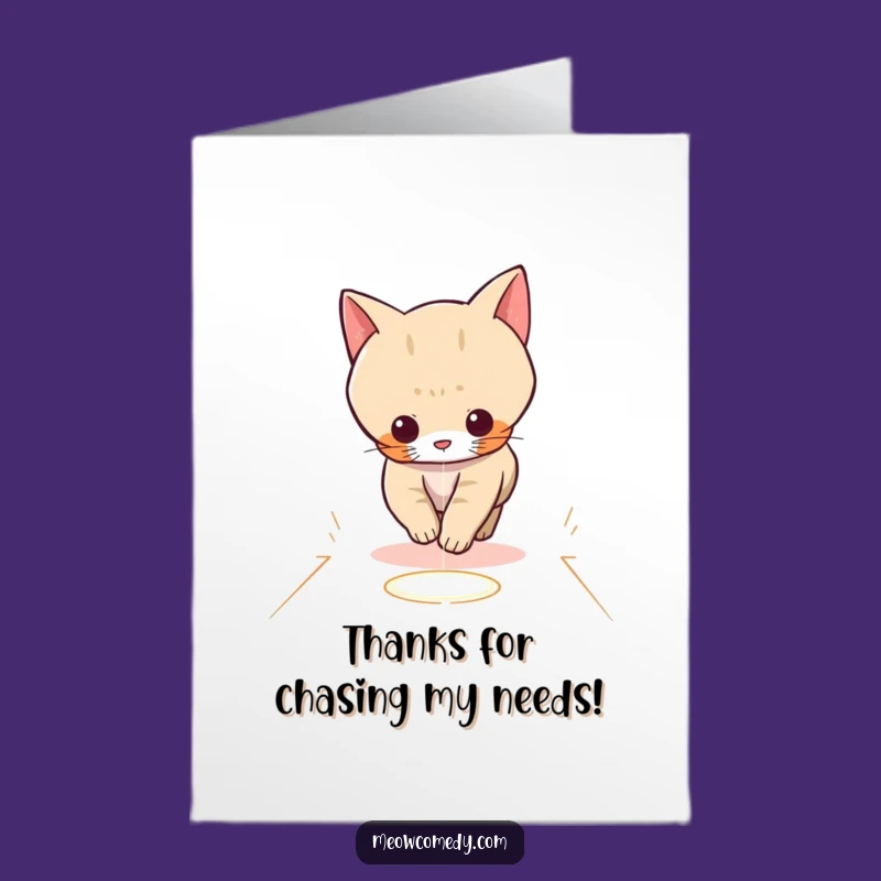 Free Printable Thank You Card: Funny Kawaii Cat Laser Chase - Playful Downloadable Gift
