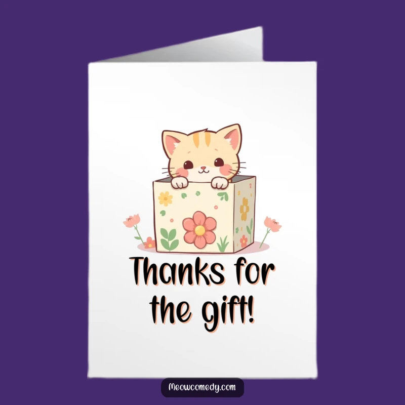 Free Printable Thank You Card: Peeking Kawaii Cat - Whimsical Box Downloadable