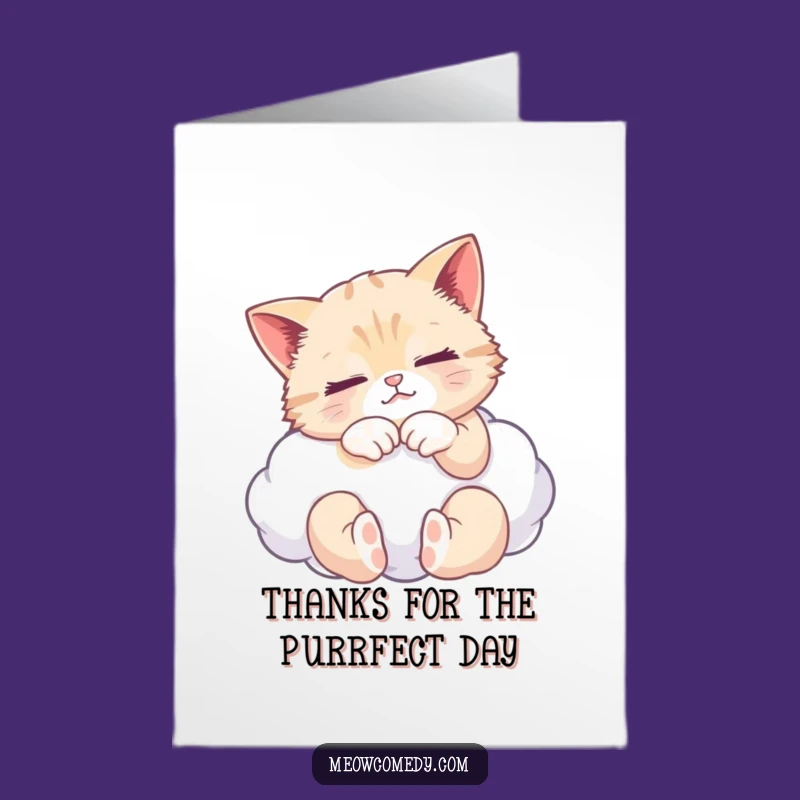 Free Printable Thank You Card: Funny Cat Cloud Kneading, Downloadable Appreciation Gift