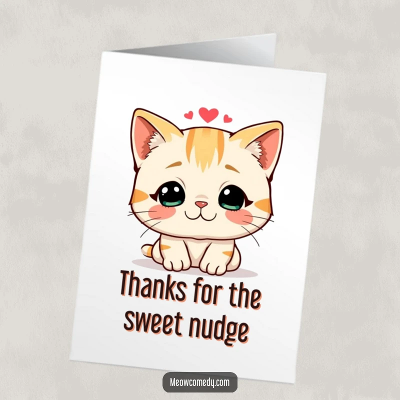 Funny Free Printable Thank You Card: A friendly cat offers a loving headbutt, a sweet downloadable gift.