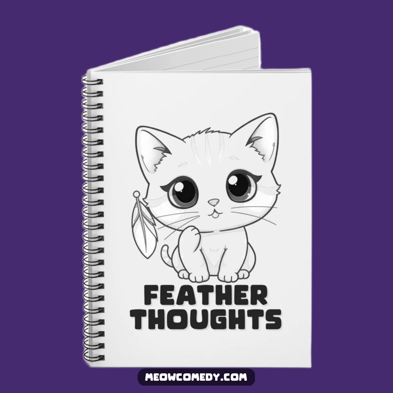 Funny Kawaii Cat Feather Notebook: Curious Journal for Notes, Hilarious Gift