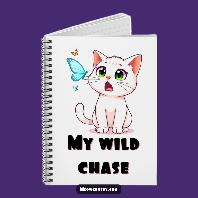 Funny Cat Notebook: Startled Eyes Journaling Butterfly Chase, Gift
