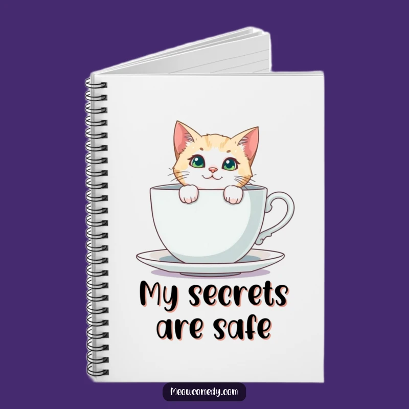 Funny Curious Cat Notebook: Journal Teacup Peeking Feline Diary Gift