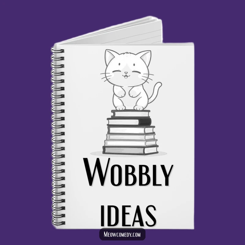 Funny Kawaii Cat Book Stack Notebook: Wobbly Journal for Notes, Hilarious Gift
