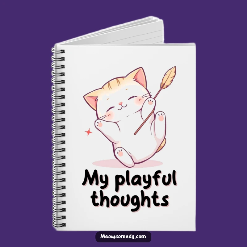 Funny Kawaii Cat Feather Fun Notebook, Jot Down Ideas with Playfulness