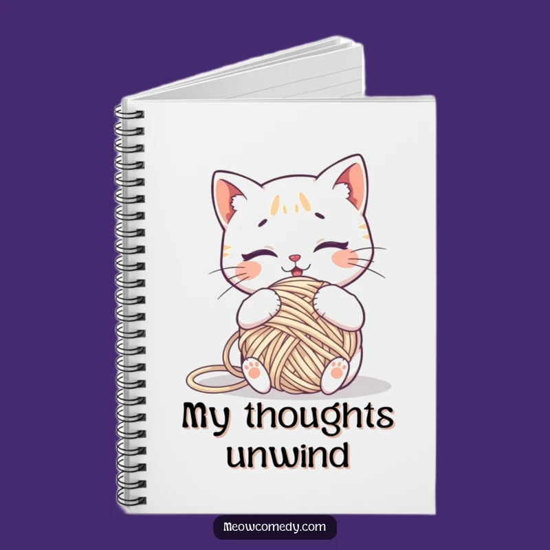 Funny Kawaii Cat Yarn Tangled Notebook: Creative Journal for Knitters Gift