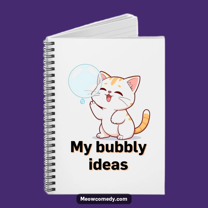 Funny Kawaii Cat Bubble Chase Notebook, Jot Down Ideas with Playfulness