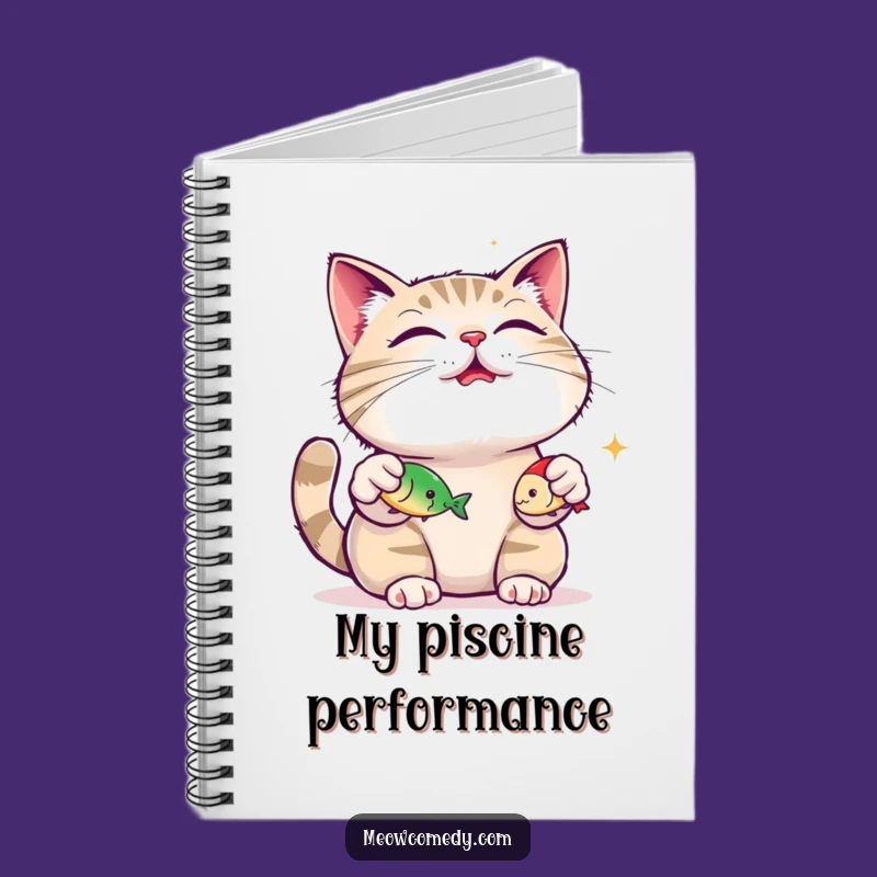 Funny Cat Notebook: Juggling Fish Toys, Content Purring - Journal Gift