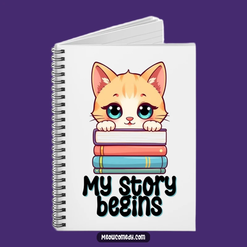 Funny Kawaii Cat Bookworm Notebook, Jot Down Ideas with Curiosity