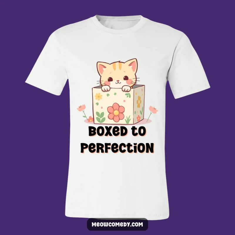 Funny Kawaii Cat Box Tee: Peek From Box, Quirky Gift