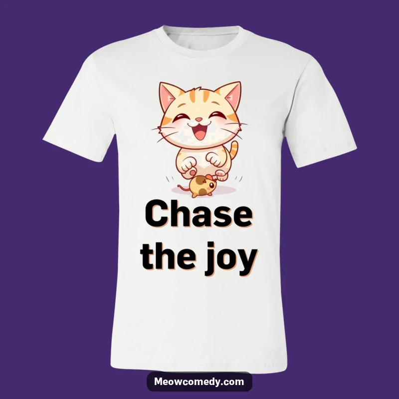 Funny Happy Cat T-Shirt: Chase Joy with Bouncing Mouse Humor!