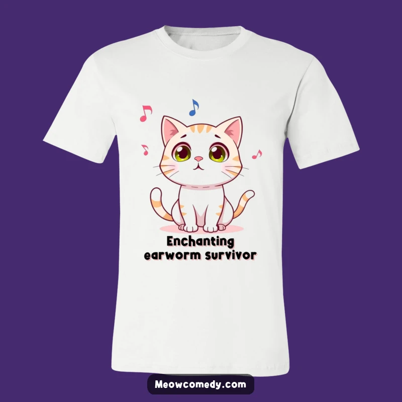 Funny Cat T-Shirt: Mesmerized Feline Gazing at a Dancing Musical Note - Gift Idea!