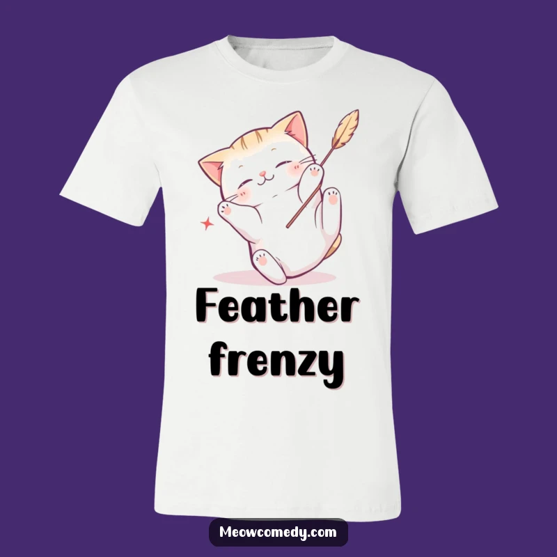 Funny Kawaii Cat Feather Fun T-Shirt, Wear Your Playful Energy