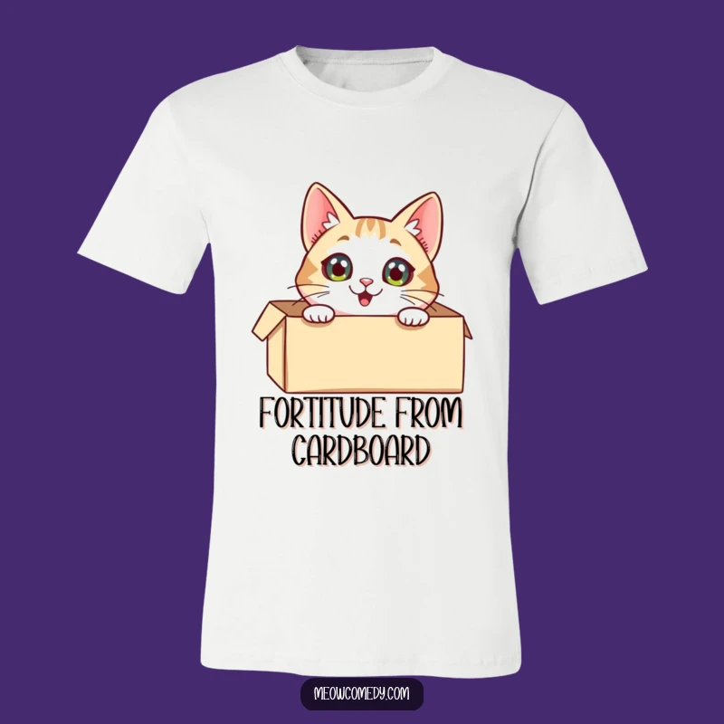 Funny Excited Cat T-Shirt: Hiding Kitty in Box Tee - Cute Gift