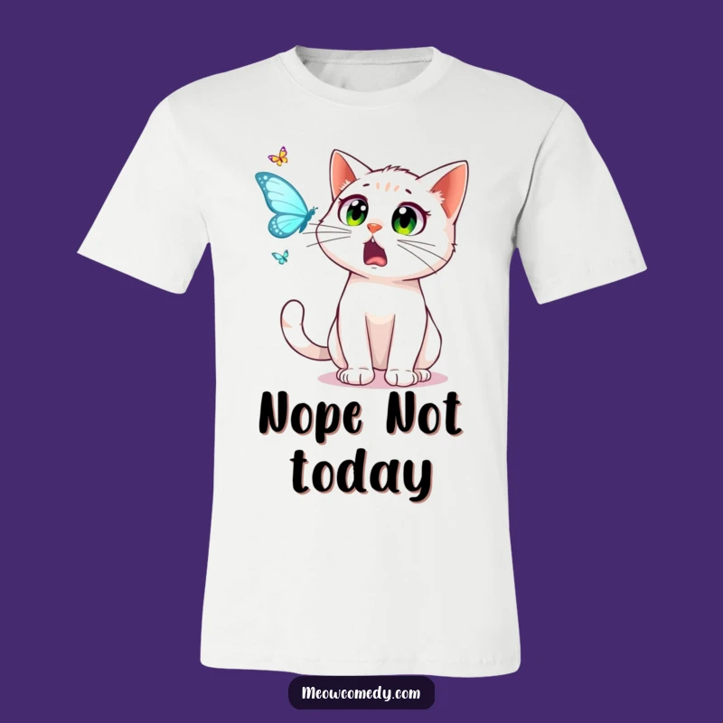 Funny Cat T-Shirt: Startled Eyes Watching Butterfly Dance, Hilarious Gift Idea