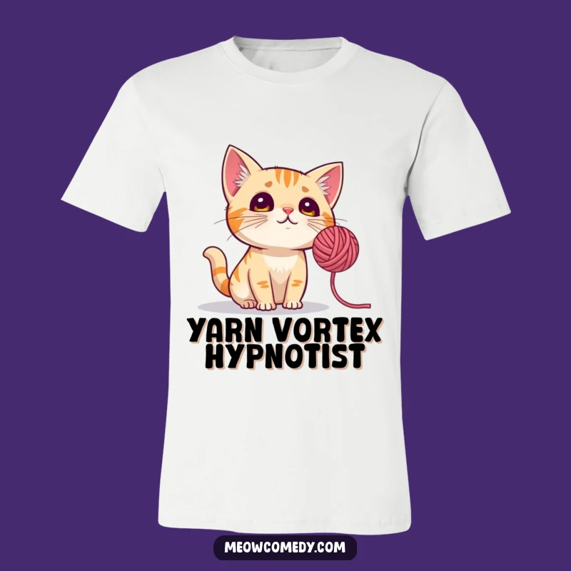 Funny Curious Cat T-Shirt: Get Hooked on Yarn Ball Humor!