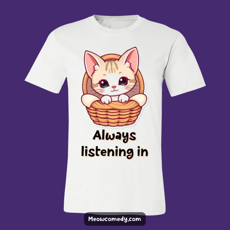 Funny Kawaii Cat Basket T-Shirt - Cozy Curiosity, Cute Pet Tee Gift