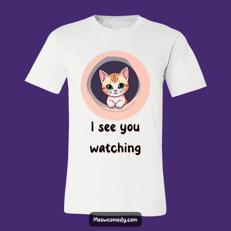 Funny Mischievous Cat T-Shirt - Peek-a-Boo Style, Quirky Pet Tee, Great Humorous Gift