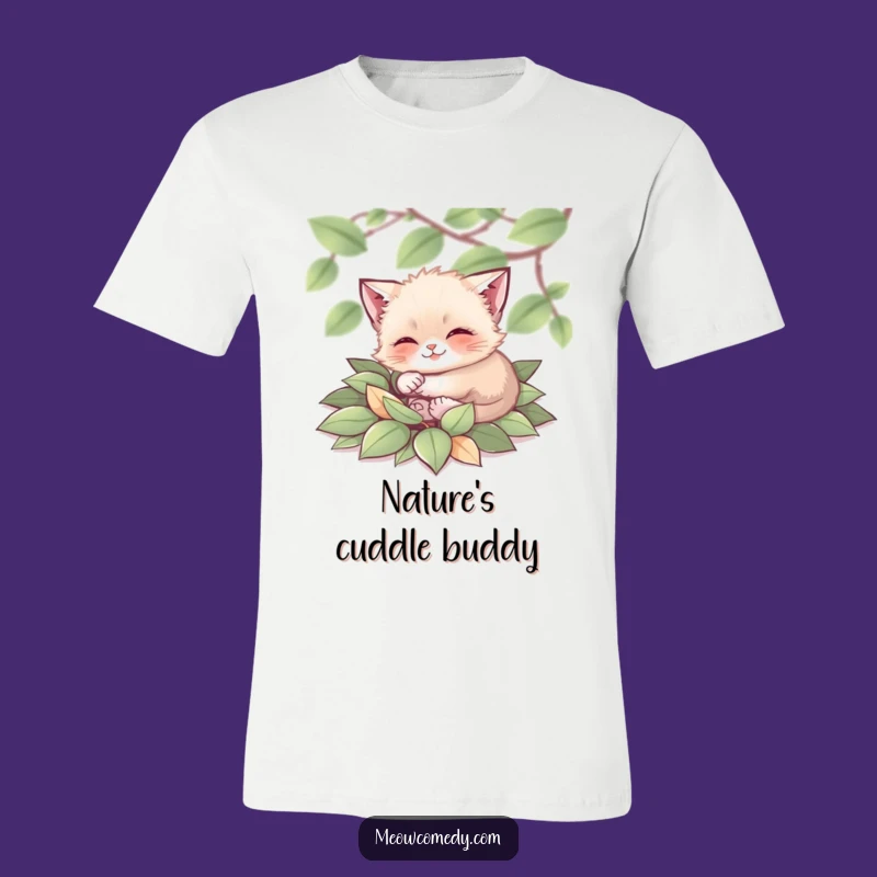 Funny Tiny Cat T-Shirt: Rolling in Leaves Tee - Cute Autumn Gift