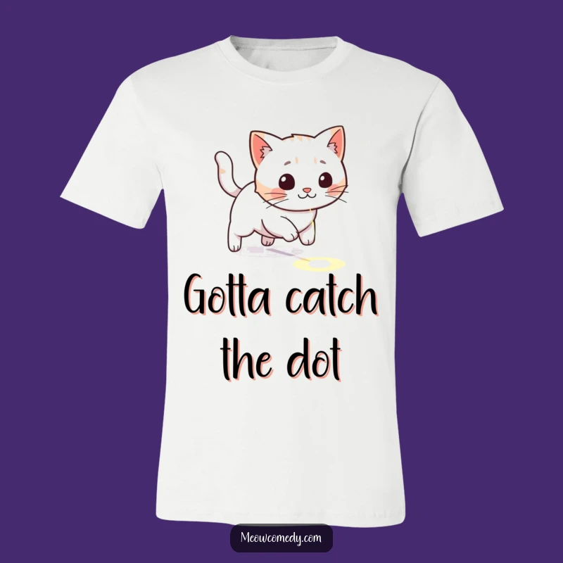 Funny Kawaii Cat Laser Dot Tee: Playful Kitty Chasing Shirt, Hilarious Cat Gift