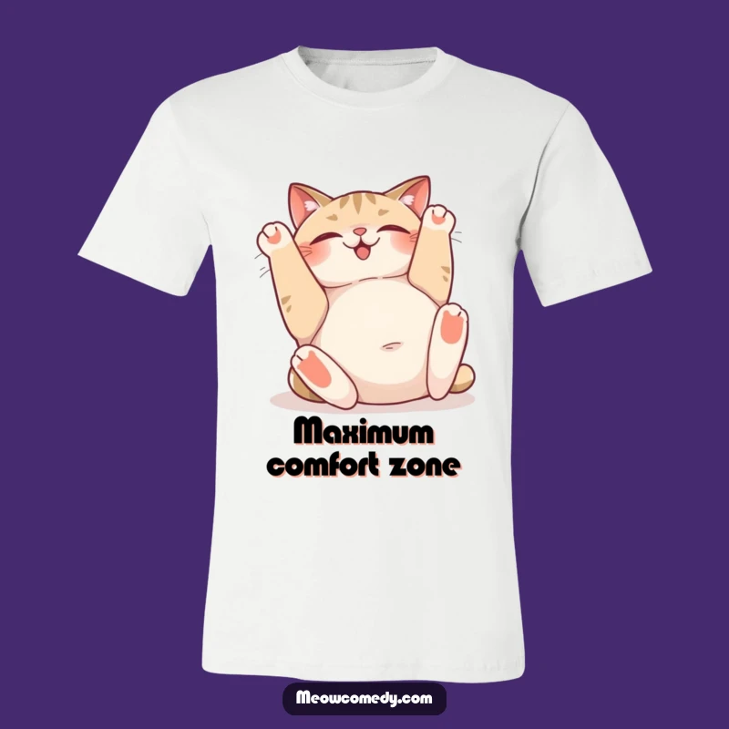 Funny Cat Belly T-Shirt: Happy Sighing Feline - Comfy Gift!