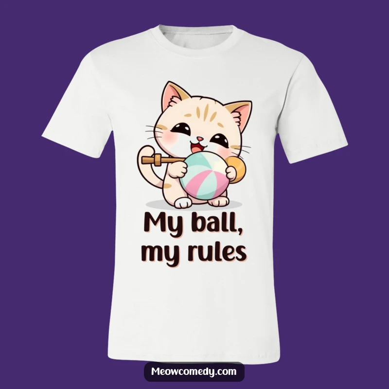 Funny Kawaii Cat Ball Play T-Shirt: Adorable Feline Fun Tee